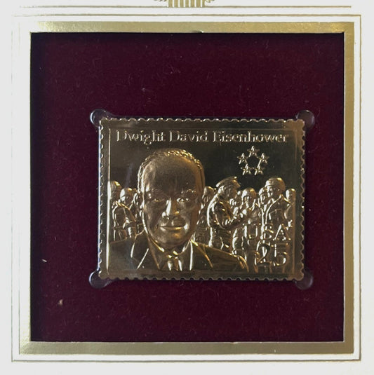 1990 Dwight D. Eisenhower Commemorative Gold Foil Stamp First Day Cover - Presidential FDC - 1990 President First Day of Issue Stamp Cover