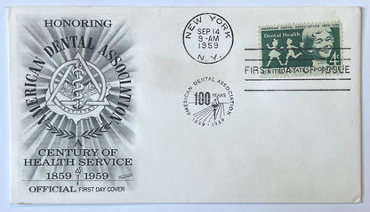 1959 American Dental Association Dental Health Stamp First Day Cover - Choose by Cachet - 1959 ADA Commemorative Dentist Stamp FDC