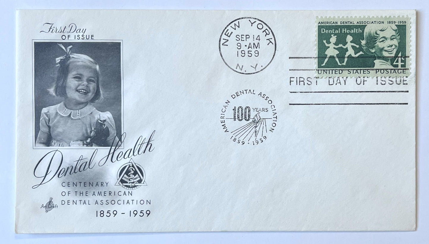 1959 American Dental Association Dental Health Stamp First Day Cover - Choose by Cachet - 1959 ADA Commemorative Dentist Stamp FDC