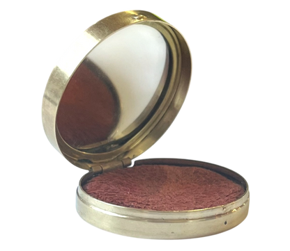 Vintage Tangee "Theatrical Red" Brass Rouge Compact with Blue Cabochon - Refillable Case -1940s Tangee Reusable Rouge Blush Compact
