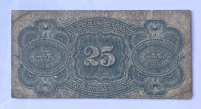 4th Issue 1874 25 Cent Fractional Note - 38mm Small Seal - Fine (F) - Rarer Fourth Issue Twenty Five Cents Fractional Note - Fr.1307