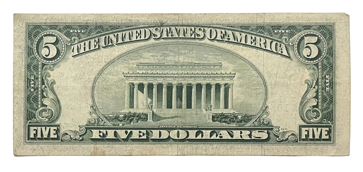1953 Fancy Solid Repeater Serial Number 5 Dollar Note - 10521111- 1953 Red Seal Five Dollar Cool Serial Note - Fr.1532