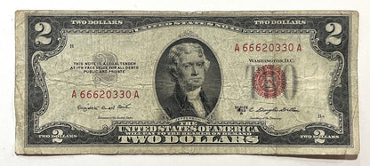1953B Fancy Devil 666 Repeater Serial Number 2 Dollar Note - 66620330 - 1953-B Two Dollar Legal Tender Cool Serial Note - Fr#1511