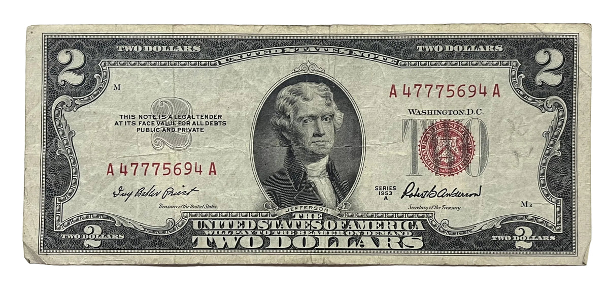 1953A Lucky 777 Trio Repeater Fancy Serial 2 Dollar Note - 47775694 - 1953-A Two Dollar Cool Serial Legal Tender Note - Fr#1510