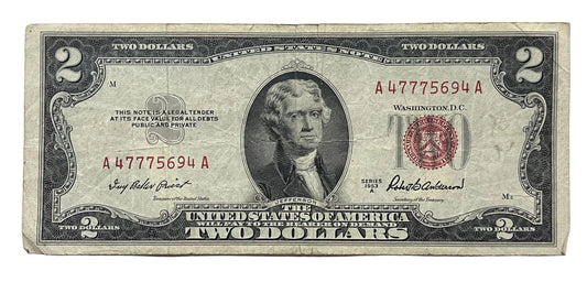 1953A Lucky 777 Trio Repeater Fancy Serial 2 Dollar Note - 47775694 - 1953-A Two Dollar Cool Serial Legal Tender Note - Fr#1510