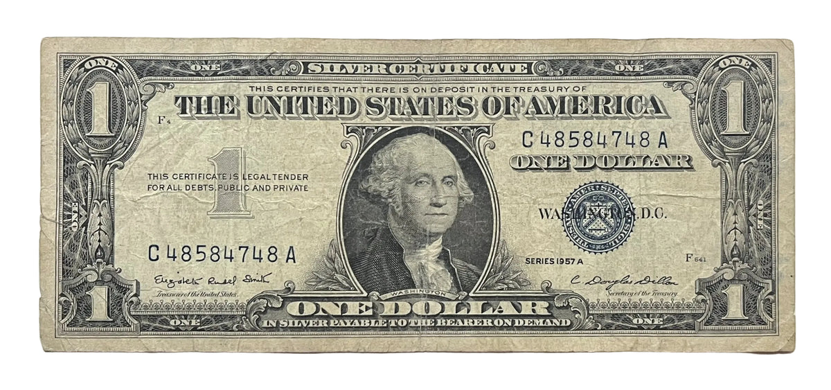 1957A Fancy Bookend Pattern Serial Number 1 Dollar Silver Certificate - 48584748 - 1957 A One Dollar Fancy Serial Banknote - Fr#1620