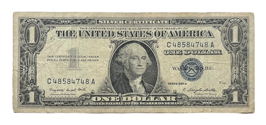 1957A Fancy Bookend Pattern Serial Number 1 Dollar Silver Certificate - 48584748 - 1957 A One Dollar Fancy Serial Banknote - Fr#1620
