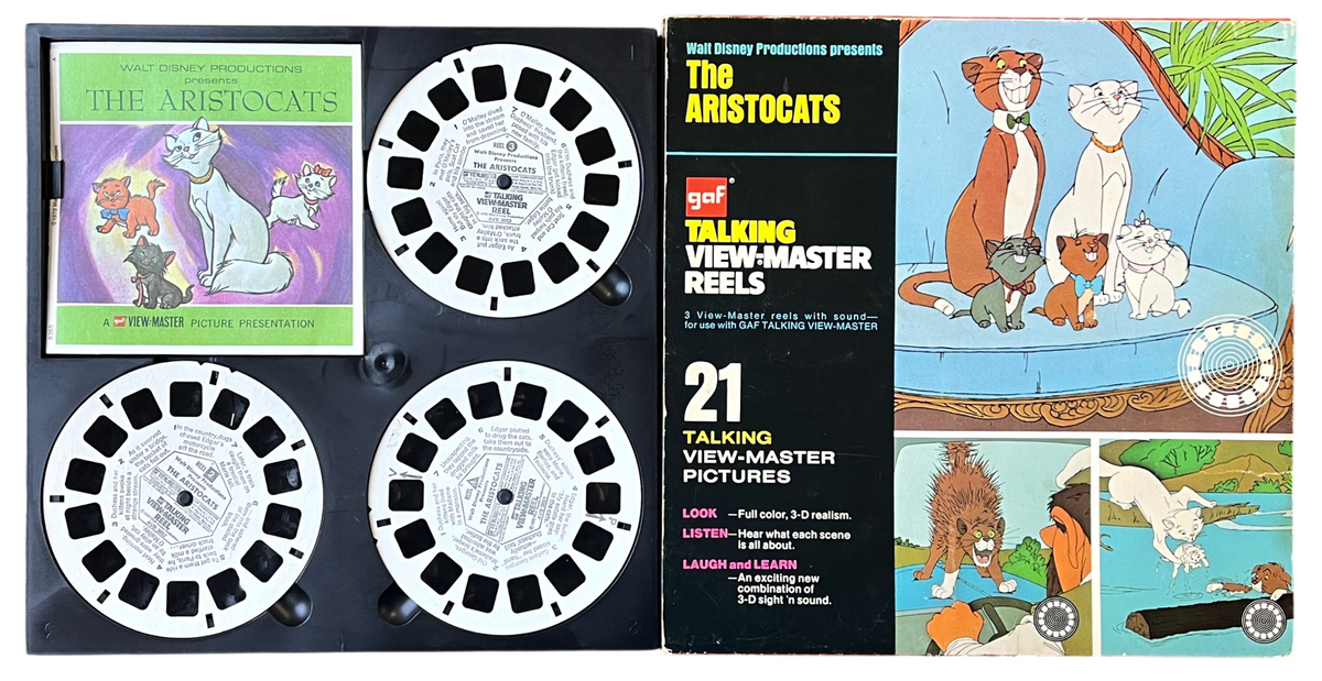 Vintage Disney The Aristocats GAF Talking Viewmaster Reels Complete Box Set - Includes 3 Reels - 1970 Box Set Aristocats View-Master Reels