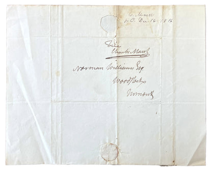 1816 Vermont Congressman Charles Marsh Hand Signed Autograph Letter - US House Representative Signature - 1816 VT Representative ALS Letter