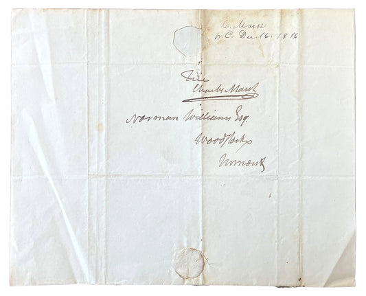 1816 Vermont Congressman Charles Marsh Hand Signed Autograph Letter - US House Representative Signature - 1816 VT Representative ALS Letter