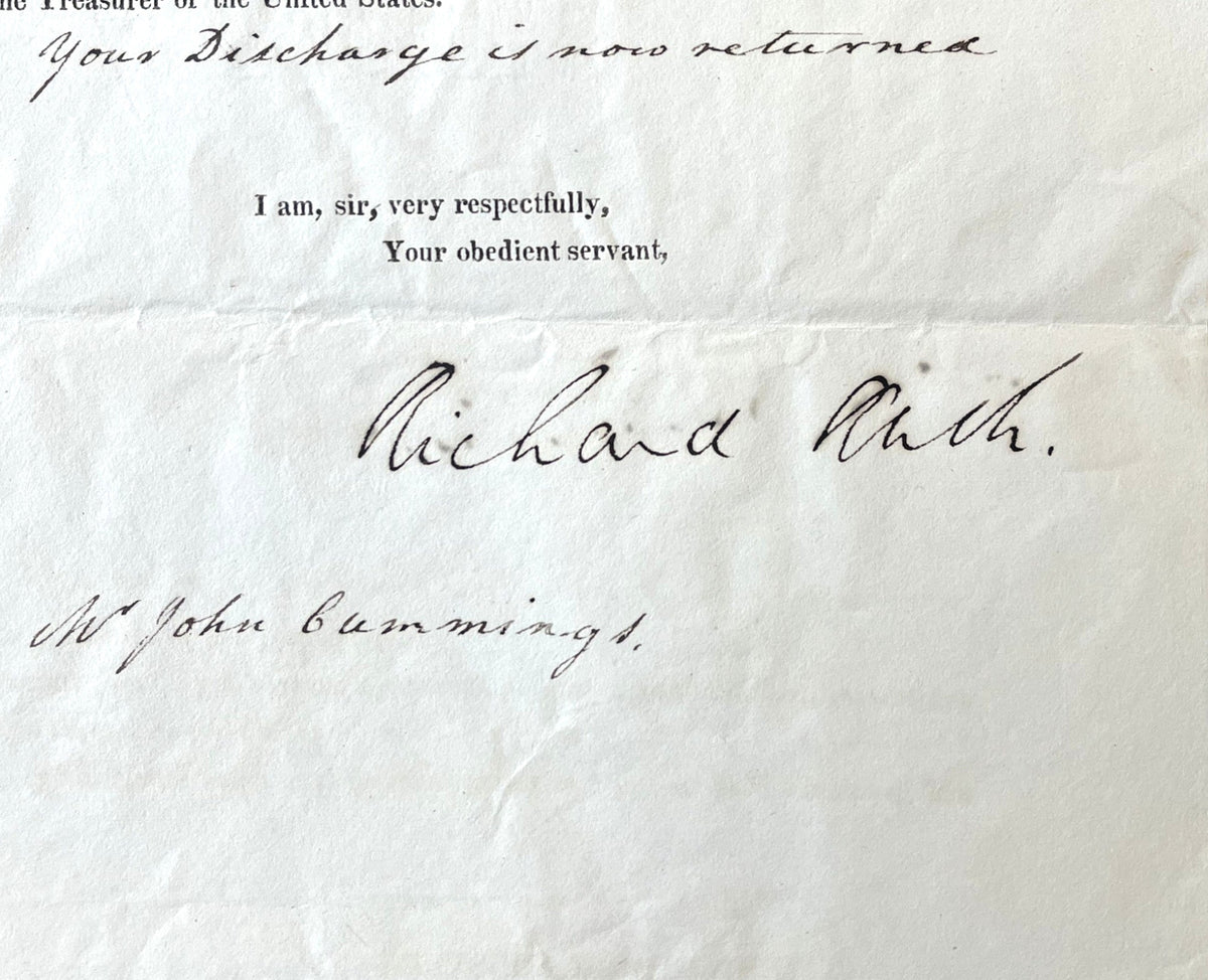 RARE Set of Two 1828 Richard Rush Signed Letters Revolutionary Claims Pension Documents - 1828 Treasury Department Printed Letter Signed Set