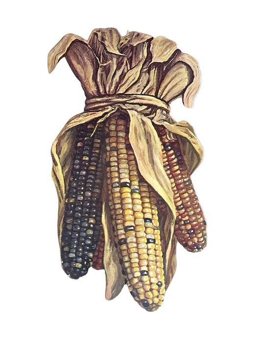 Vintage Dennison Thanksgiving Indian Corn Husks Die Cut Decoration - 8.5" x 4.5" - 1960s Nostalgic Dennison Autumn Corn Paper Decor