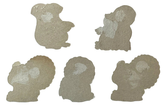 Vintage Lot of 5 Small Dennison Autumn Animals Die Cut Decorations - 3"-4" - Squirrels and Turkeys - 1960s Dennison Fall Thanksgiving Decor