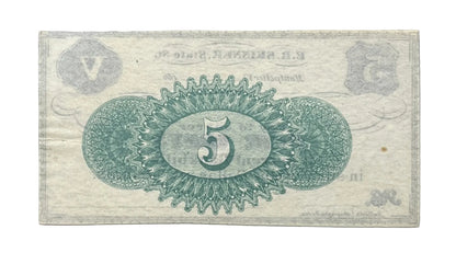 1860s E. R. Skinner Montpelier VT 5 Cents Merchant Scrip Note - Uncirculated Remainder - 1860s Vermont Merchant Five Cent Scrip Note