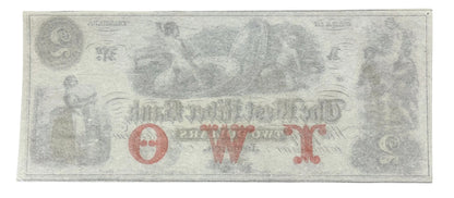 RARE 1860s West River Bank 2 Dollar Obsolete Note - Jamaica Vermont Obsolete - Unissued Remainder - 1800s Jamaica Two Dollars Banknote