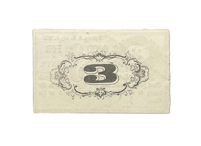 RARE 1864 James Fellows Hopkinton NH 3 Cents Merchant Scrip - Unissued Remainder - Hopkinton New Hampshire Three Cent Obsolete Merchant Note