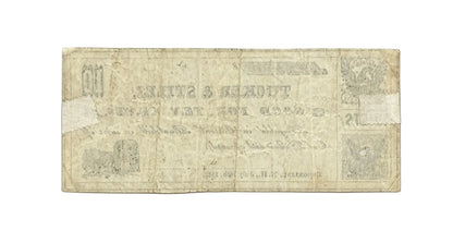 1862 Tucker & Stiles Brookline NH 10 Cents Merchant Scrip - 1862 Brookline New Hampshire Ten Cent Obsolete Merchant Note