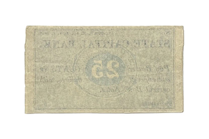 1862 State Capital Bank 25 Cents Merchant Scrip Note - Unissued Remainder - New Hampshire Obsolete - 1862 Concord NH Twenty-Five Cent Note