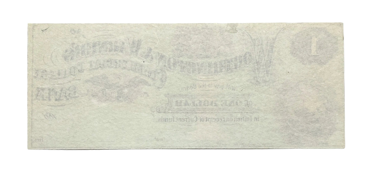 1860s Worthington & Warner's Commercial College 1 Dollar Note - New Hampshire College Currency - Concord NH One Dollar Trade Currency