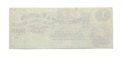 1860s Worthington & Warner's Commercial College 1 Dollar Note - New Hampshire College Currency - Concord NH One Dollar Trade Currency