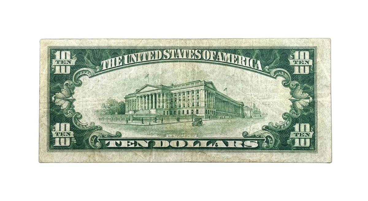 1929 Boston National Currency 10 Dollar Note - Very Fine (VF) - 1929 US Brown Seal Boston MA 10 Dollar FRBN Banknote - Fr#1860-A