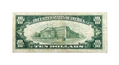 1929 Boston National Currency 10 Dollar Note - Very Fine (VF) - 1929 US Brown Seal Boston MA 10 Dollar FRBN Banknote - Fr#1860-A