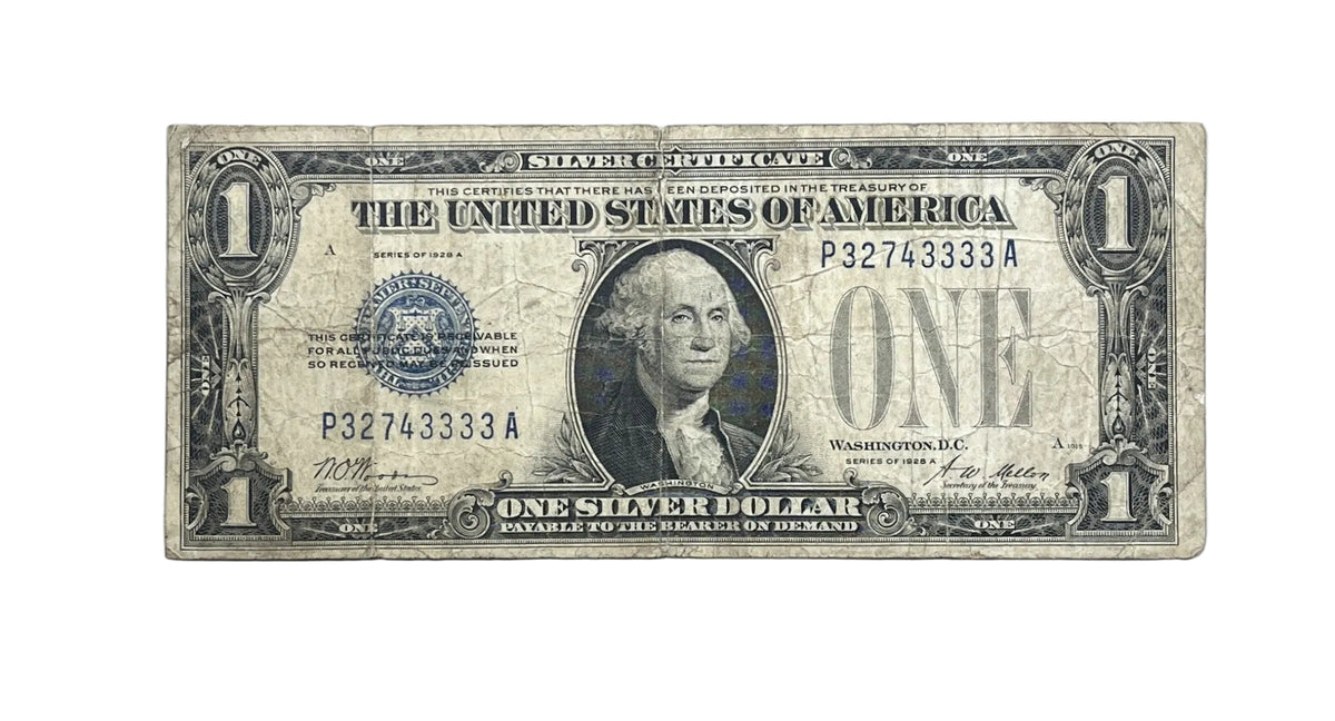 1928-A Fancy Repeating Serial Number 1 Dollar Silver Certificate - 32743333 - 1928A Funny Back Cool Serial Blue Seal Note - Fr#1601