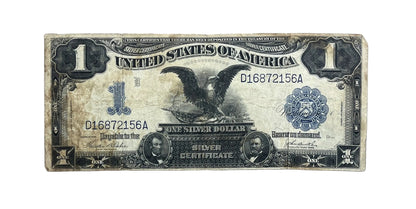 1899 Large Silver Certificate 1 Dollar Black Eagle Note - Fine (F) - Teehee/Burke Signatures - Rare 1899 One Dollar Silver Note - Fr#233