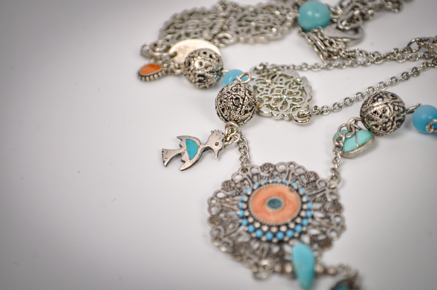 One-of-a-kind Turquoise Statement Necklace - Unique Turquoise Inlay Statement Necklace