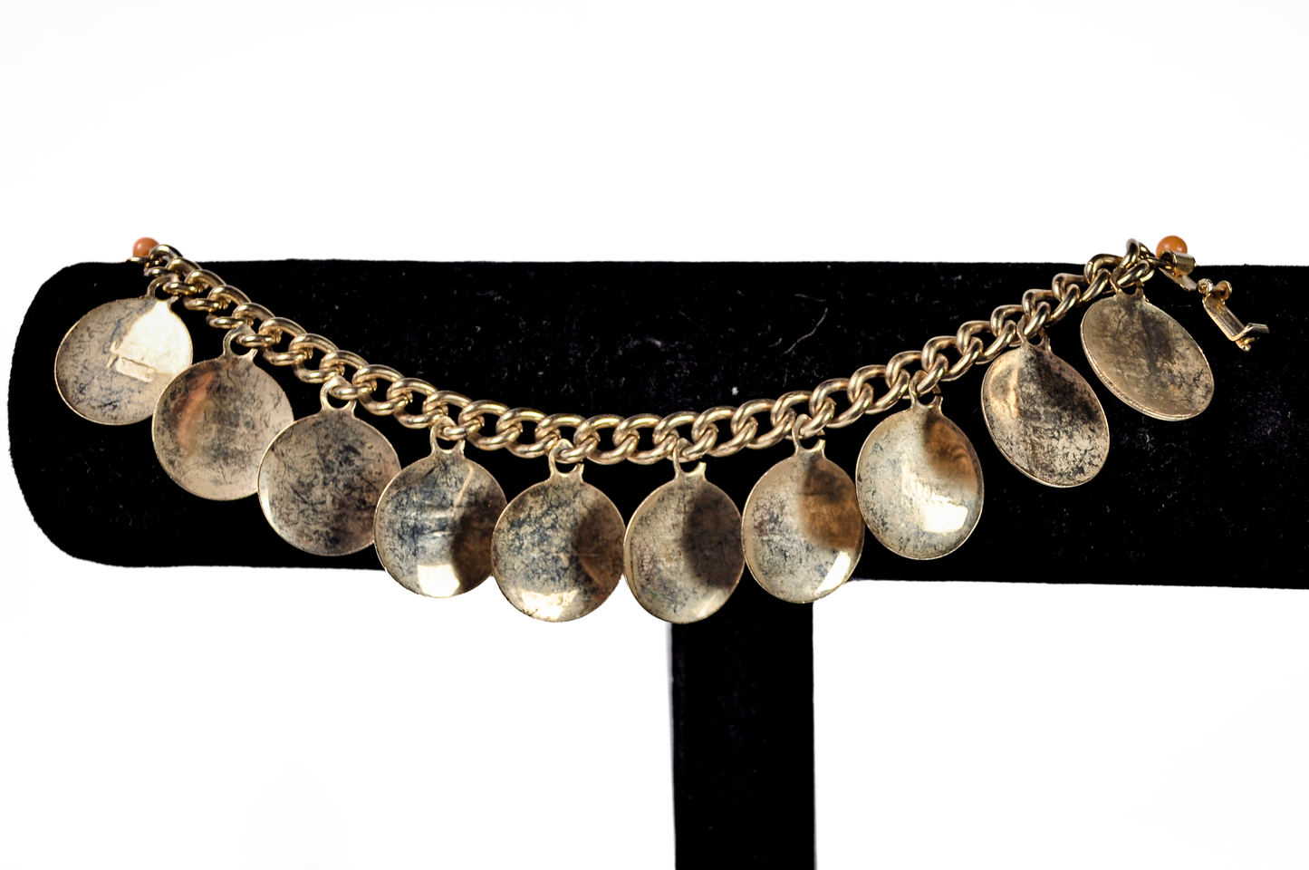Vintage 1960's Bracelet 10 Commandments Gold Tone Circular Charms - The Ten Commandments Gold Toned Christian Charm Bracelet