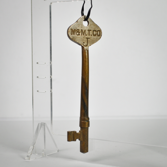 Steamship Key Antique Merchants and Miners Transportation Co M&M.T.CO. - Vintage M&M.T.CO. Steamship Brass Key Letter J