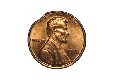 1970 Uncirculated Minor Curved Clipped Planchet Error Penny - Planchet Clip Curved Clipped Lincoln Penny 1970
