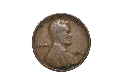 1925 Lincoln Wheat Cent Lamination Flake Mint Error -1925 Wheat Penny Obverse Lamination Distortion