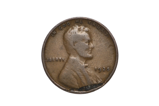 1925 Lincoln Wheat Cent Lamination Flake Mint Error -1925 Wheat Penny Obverse Lamination Distortion