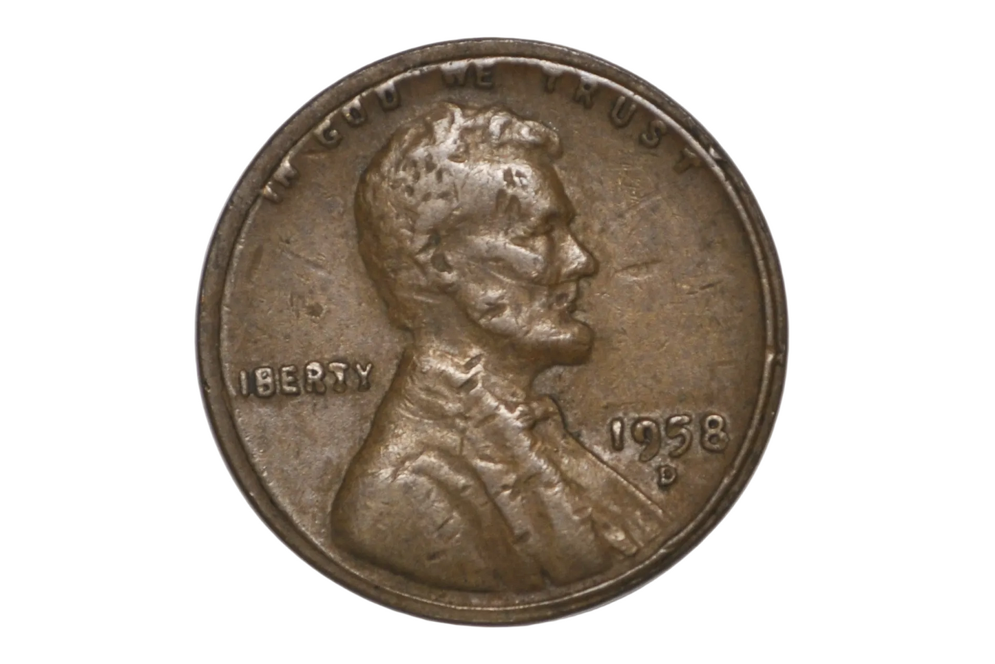 4% Off Center Strike Lincoln Penny Minting Error - 1958-D Mild Off Center Lincoln Wheat Penny Error