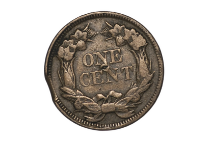 1858 VF Flying Eagle Cent Large Letters, High Leaves Straight Clip Error - 1858 Flying Eagle Cent Large Letters VF Clipped Planchet Error