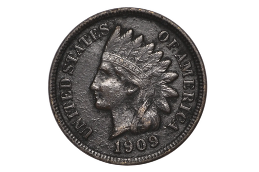1909 Indian Head Penny Dark Natural Patina, Final Year of Issue, No Mint Mark - 1909 Indian Head Cent with Heavy Original Oxidation