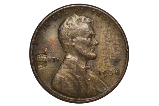 1938 Lincoln One Cent Post Mintage Plated Science Experiment - Lincoln Wheat Penny Unique Color Chemistry Experiment