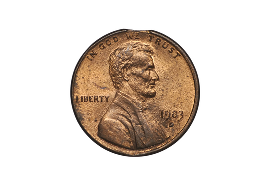 1985-D Minor Curved Clipped Planchet Error Penny - Planchet Clip Curved Clipped Lincoln Penny 1985-D