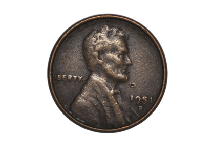 1951-D Finned Rim Lincoln Penny Error - Lincoln Wheat Penny Finned Rim Error 1951-D