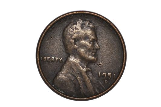 1951-D Finned Rim Lincoln Penny Error - Lincoln Wheat Penny Finned Rim Error 1951-D