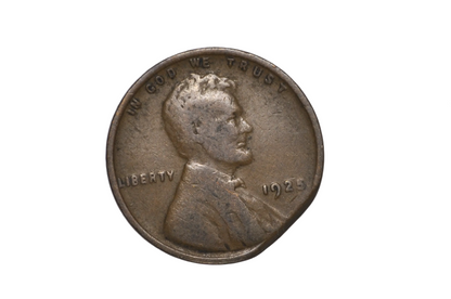 1925 Minor Straight Clipped Planchet Error Penny - Planchet Clip Curved Lincoln Penny 1925