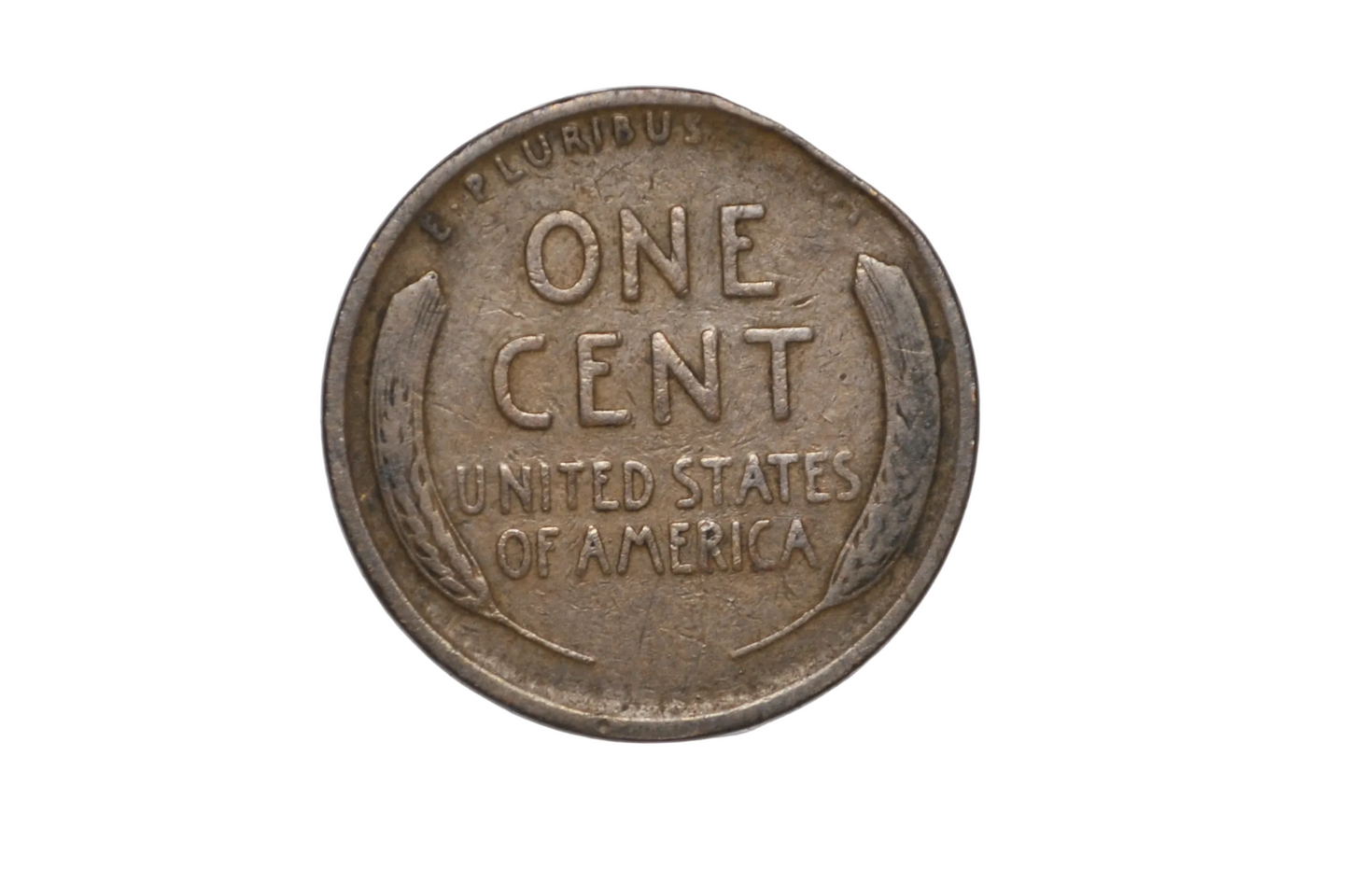 1925 Minor Straight Clipped Planchet Error Penny - Planchet Clip Curved Lincoln Penny 1925