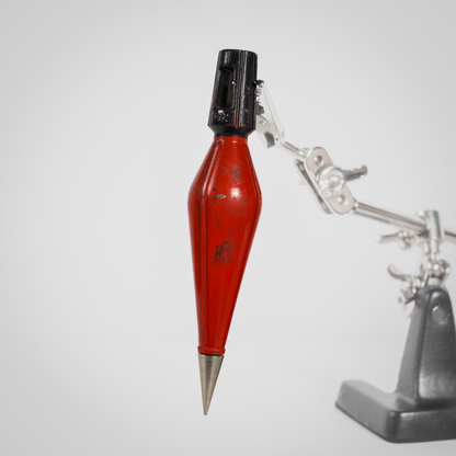 Vintage Stanley No. 170 Orange-Painted Plumb Bob - Metal Model with Pointed Steel Tip