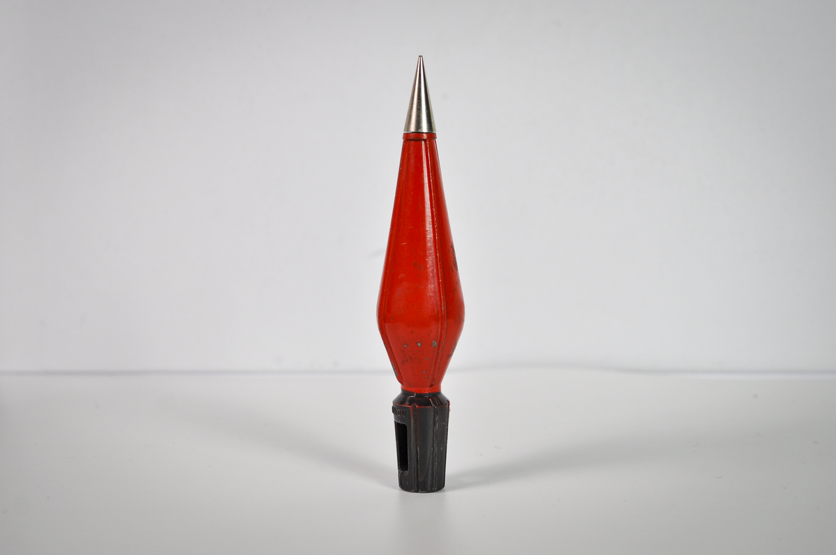 Vintage Stanley No. 170 Orange-Painted Plumb Bob - Metal Model with Pointed Steel Tip