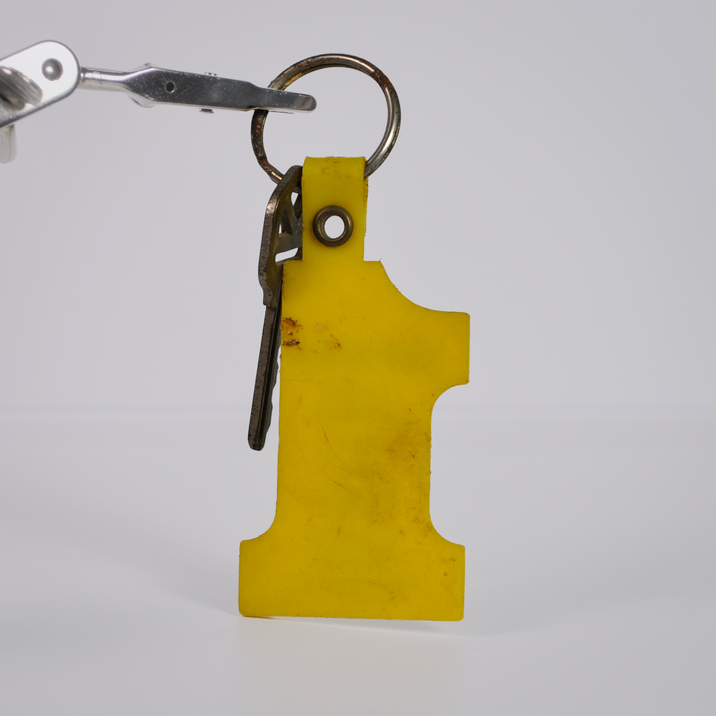 Vintage Eureka Vacuum Cleaner Yellow Plastic Key Fob Keychain with Kwikset Key - Collectible Yellow Eureka Vacuum Advertising Key Fob