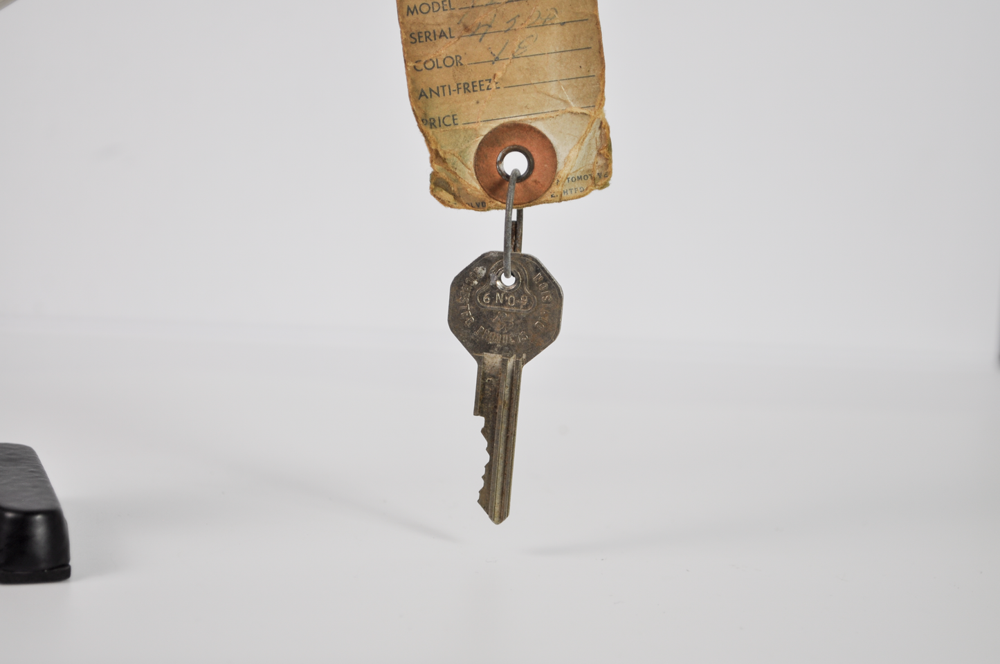Vintage GM General Motors Dealership Key Tag & Original Car Key - Classic GM Car Key with Original Vintage Cardboard Stock Tag
