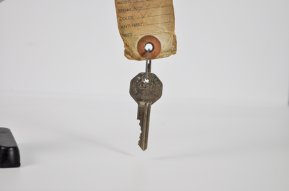 Vintage GM General Motors Dealership Key Tag & Original Car Key - Classic GM Car Key with Original Vintage Cardboard Stock Tag