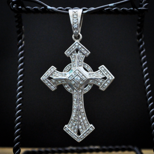 Solid Sterling Silver Gothic Cross Necklace 32g Extra Large Pendant - Large 925 Silver Gothic-Style Cross Charm