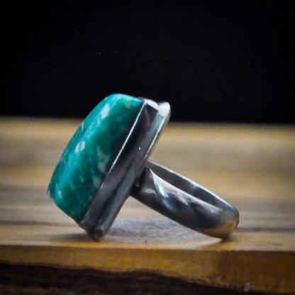 Sterling Amazonite Ring Green Gemstone Statement Piece, Size 7 - Seafoam Amazonite Ring Sterling Silver Healing Crystal Jewelry